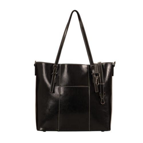 SassyDuck Madrid Leather Tote in Black