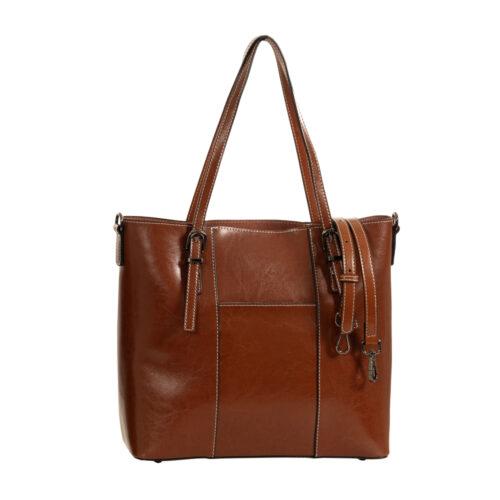 SassyDuck Madrid Leather Tote in Tan