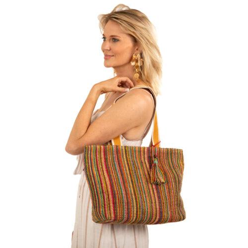 SassyDuck Multi Ribbed Jute Tote Light